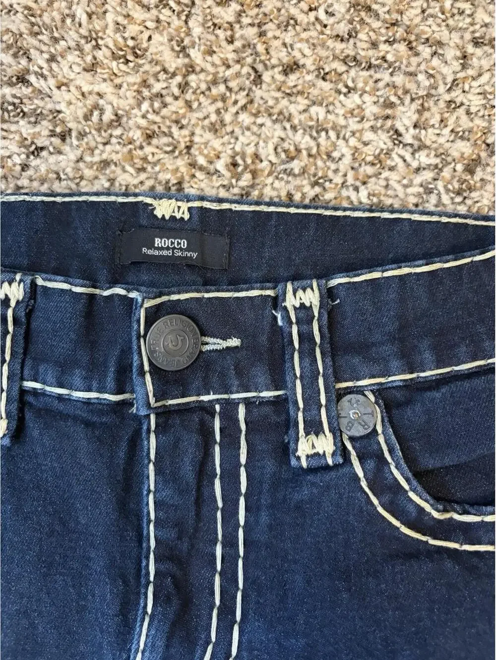 True Religion Rocco Relaxed Skinny Jeans Men’s Size 31 Horseshoe Stitched Flap